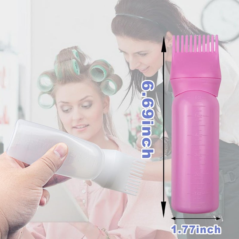 ELANE 4 Pack Root Comb Applicator Bottle,Oil Comb Applicator for Hair Dye Shampoos Hair Salons (2 pink + 2 white) - Image 2